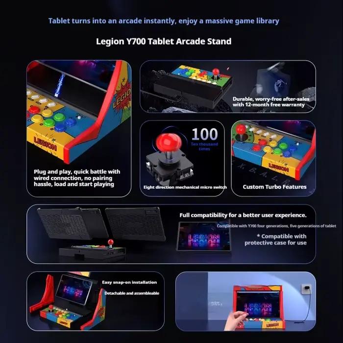Support de tablette Legion Y700 4e et 5e génération pour jeux d'arcade