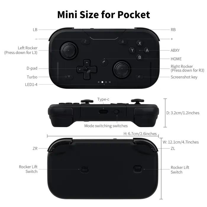 Contrôleur de poche sans fil pour Switch/Switch2/Android/iOS/PC/Steamdeck manette de jeu Bluetooth avec Joystick