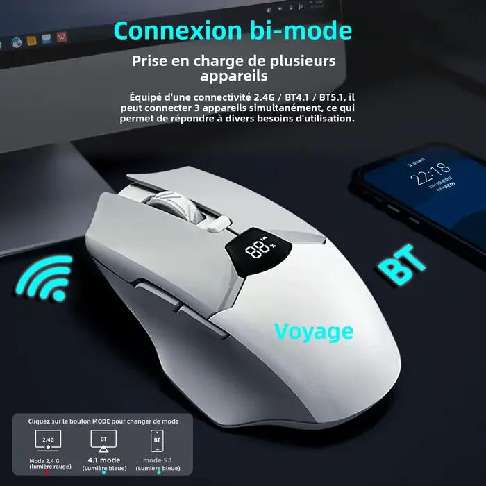 Souris Bluetooth sans fil avec affichage numérique de la batterie