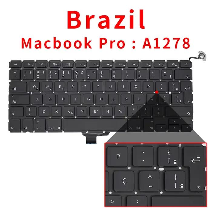 Clavier d'ordinateur portable pour Macbook Pro 13 "A1278 US UK russe allemand français espagne brésil italien Portugal PT turquie TR Thai
