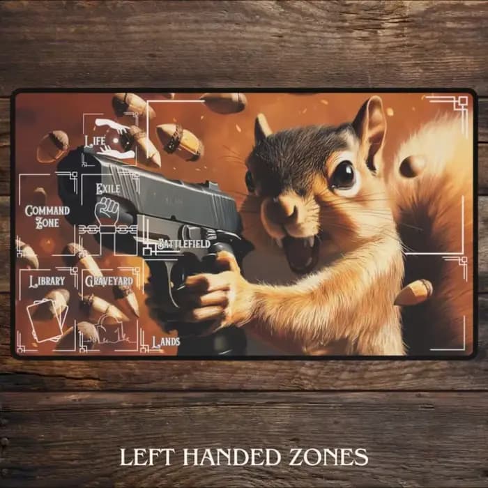 Tapis de jeu Squirrel Gun pour les fans de MTG, tapis de bureau amusant sur le thème de l'anime, tapis de jeu personnalisé pour jeux de cartes Magic, tapis de souris Meme, accessoires MTG, tapis de je