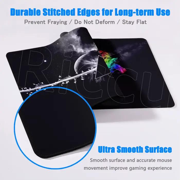 Tapis de souris noir lune arc-en-ciel Triangle Rock Style Art