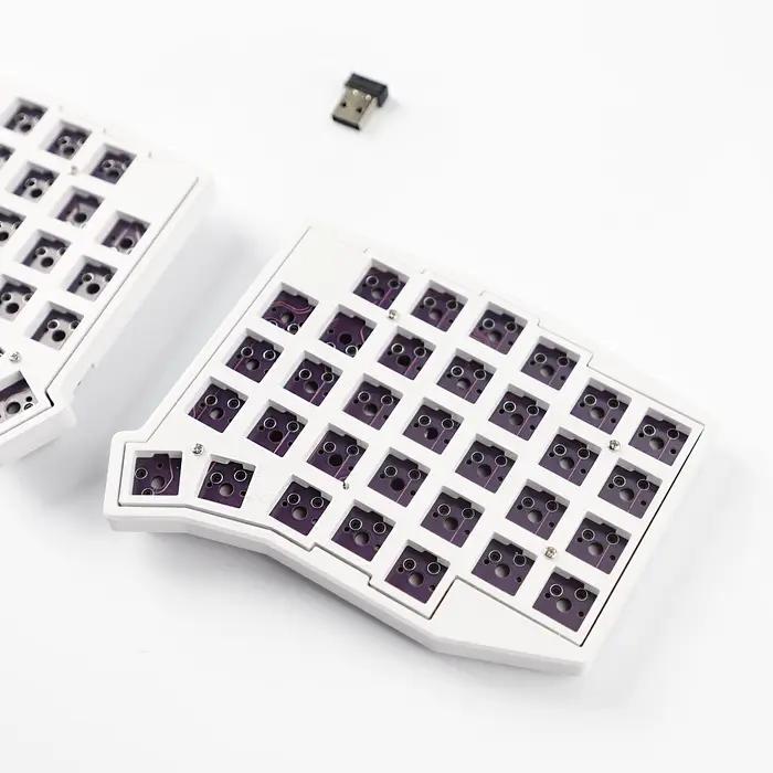 YMDK Sofle 2.4Ghz sans fil Split 64 ergonomique échangeable à chaud 60% disposition 3D PLA flacon tous les touches Programmable clavier de jeu Kit