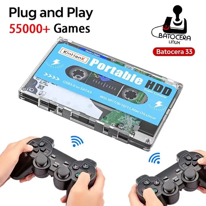55000 Super Console 500G jeux vidéo HDD 50 émulateurs pour DC/MAME/SS/NAOMI/PS2/PS1 Plug and Play Batocera OS