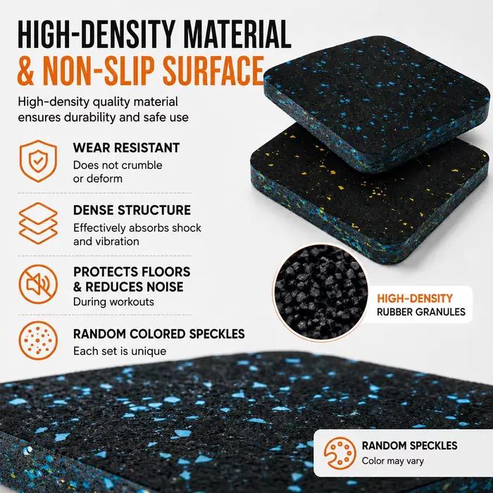 Tapis de tapis roulant de 15mm d'épaisseur, coussinets anti-vibration, coussin en caoutchouc à réduction de bruit, pour équipement de fitness à domicile, protection du sol, 6 pièces