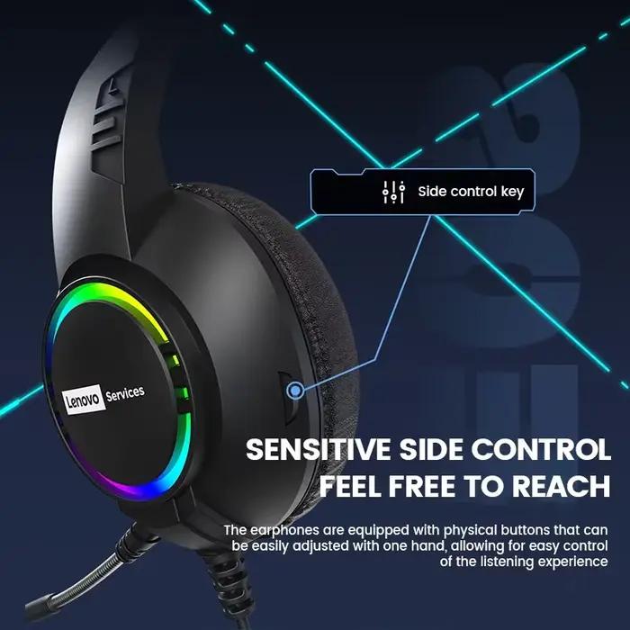 Lenovo E08 e-sports jeu filaire casque RGB lumière ordinateur portable 7.1 effets sonores Surround virtuels