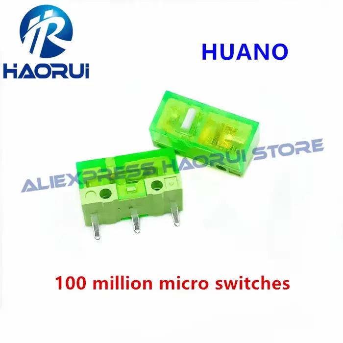 10 pièces HUANO Transparent vert jaune violet micro interrupteur 90/100/120 millions de clic durée de vie ordinateur souris micro-interrupteur bouton