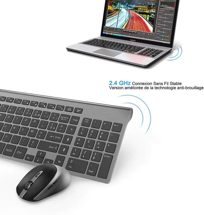 AZERTY - Clavier et souris sans fil à disposition française