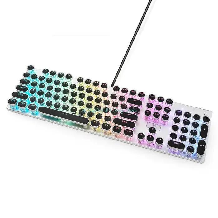 Clavier mécanique rétro E74D, machine à écrire à points, sans fil, 104 touches