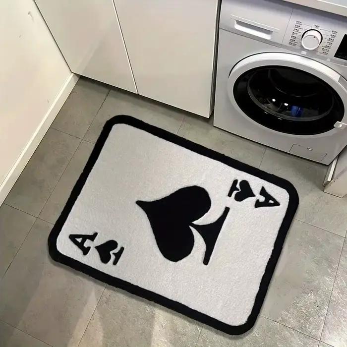 Tapis VIKAMA Ace of Spades 100% Polyester Tapis Créatif avec Motifs de Plantes Polyvalent pour Chambre, Salon, Cuisine, Salle de Bain et Extérieur