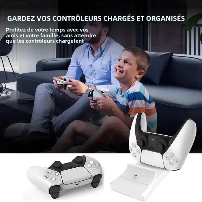 GAMINJA double support de charge pour contrôleur Playstation 5 Station de chargeur PS5 avec adaptateur secteur