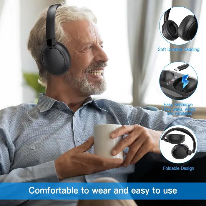 Ecouteurs sans fil eppfun Bluetooth 2.4G avec isolation phonique mousse à mémoire de forme pour musique, vidéo, méditation et sports