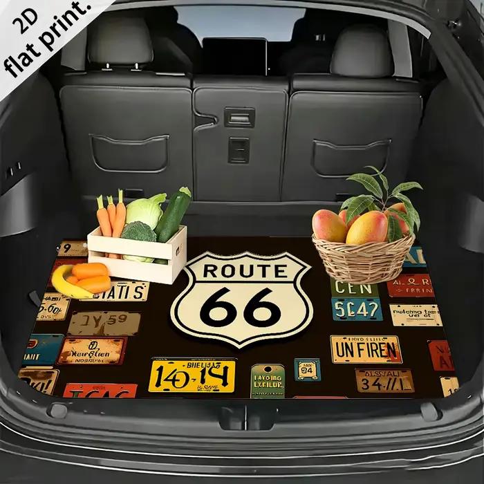 Tapis de coffre de voiture vintage Route 66, tapis de bagages lavable en machine, tapis de chargement pour la décoration de voiture et des animaux de compagnie
