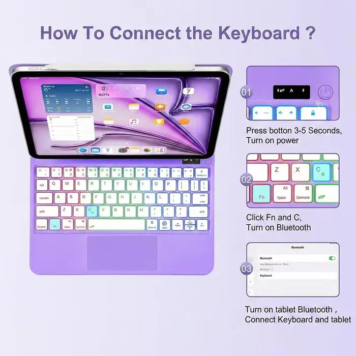 Clavier Magique pour iPad Air 13 (M4 2026/M3 2025/M2 2024) et Pro 12.9 (2018 3ème génération/2020 4ème génération/2021