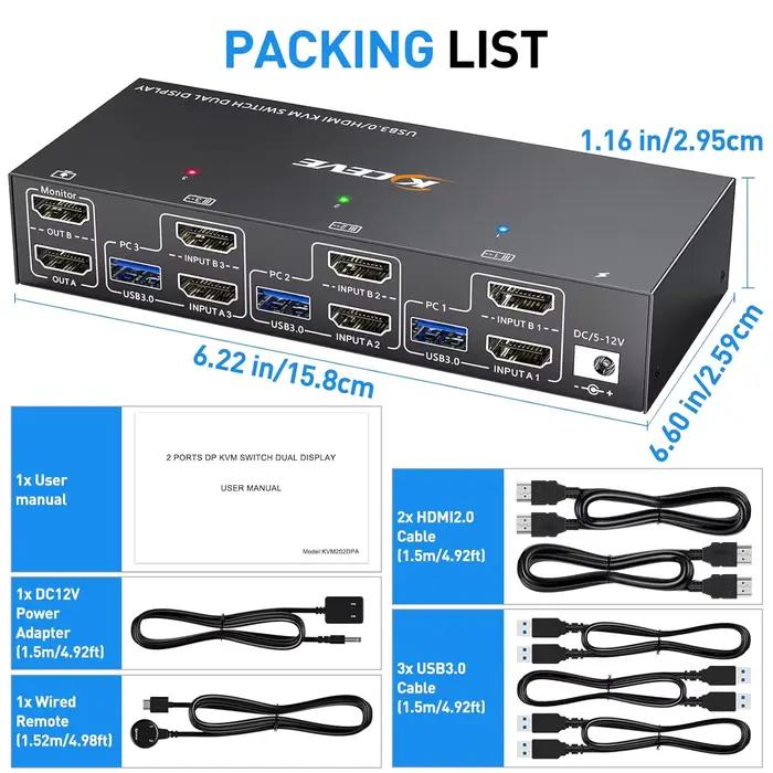 Commutateur de moniteur KVM pour touristes