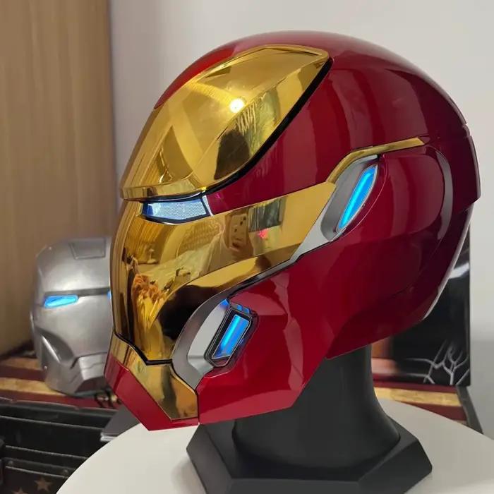 Casque Iron Man Mk5 Mk50 Mk17 avec commande vocale Jarvis, lumière LED, modèle portable pour adultes, jouet, cadeau d'anniversaire