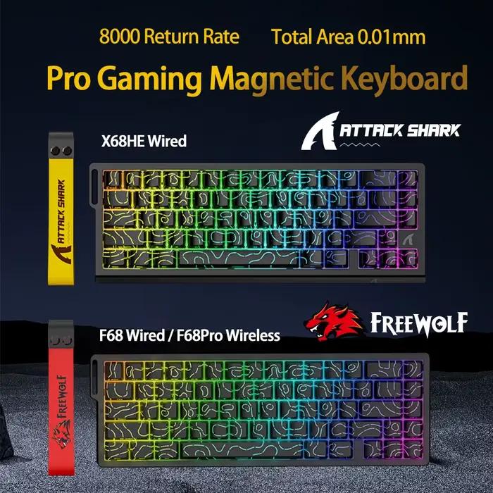 Clavier à interrupteur magnétique ATTACK SHARK X68HE filaire et FREEWOLF F68