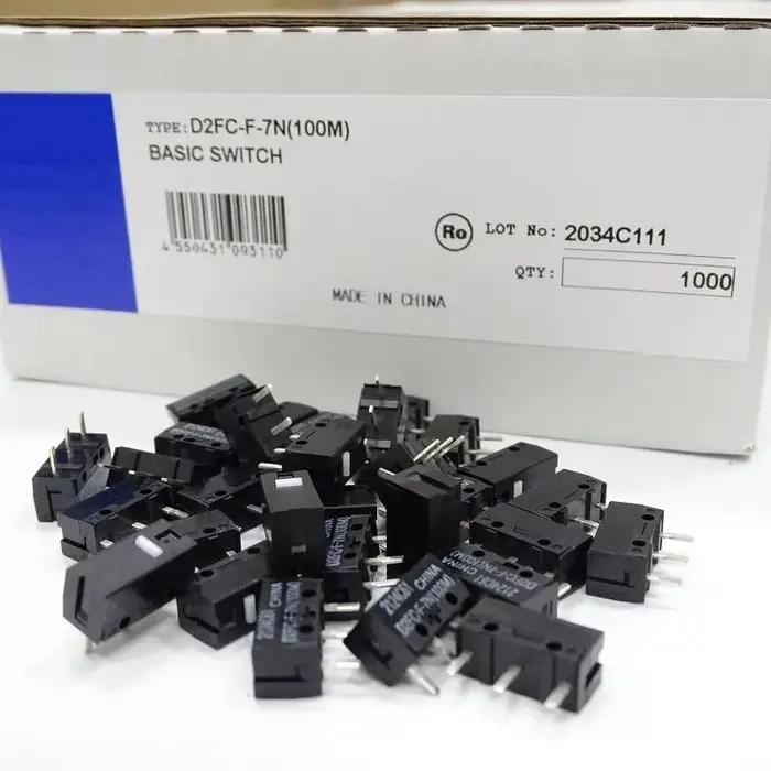 02dd 2/10pcs MICE ORIGINAL Micro commutateurs D2FC-F-7N (100m) 3pin Whitedots Touch Interrupteurs