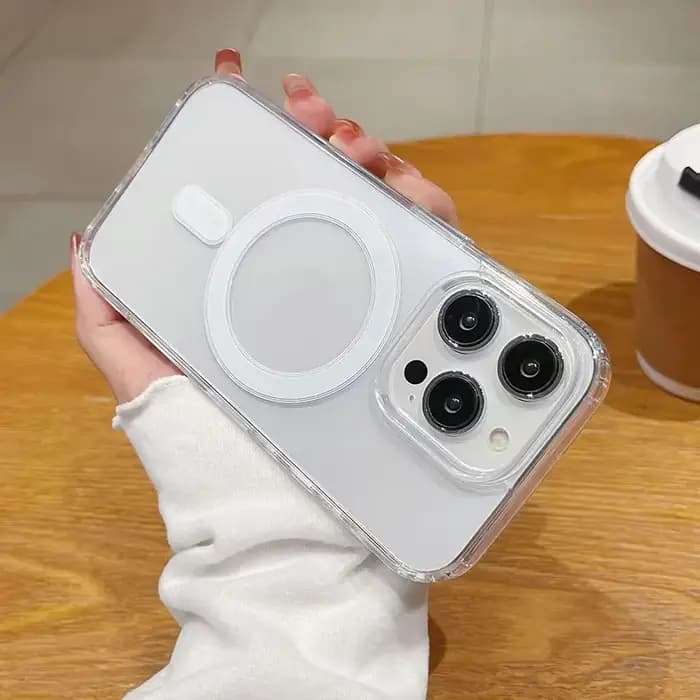 Coque de luxe transparente à chargement magnétique sans fil pour Magsafe compatible iPhone 17 16 15 14 13 12 11 Pro XR XS Max Plus Mini