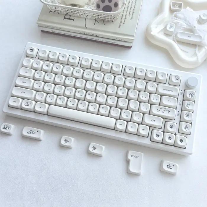 MAIMOOO Keycaps russes Milk White Kitten Azerty Layout Français Personnalisé Clavier