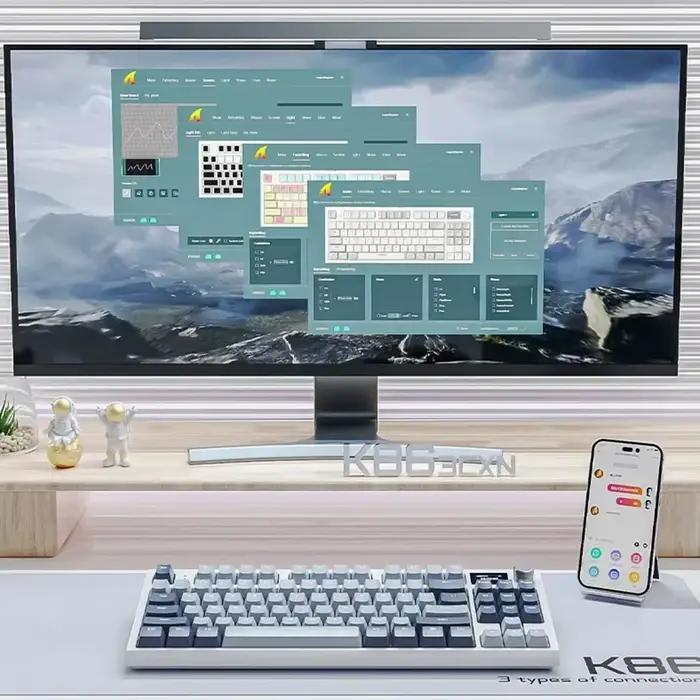 Attaque Shark K86 clavier mécanique sans fil bouton métallique Structure de joint échange à chaud écran TFT