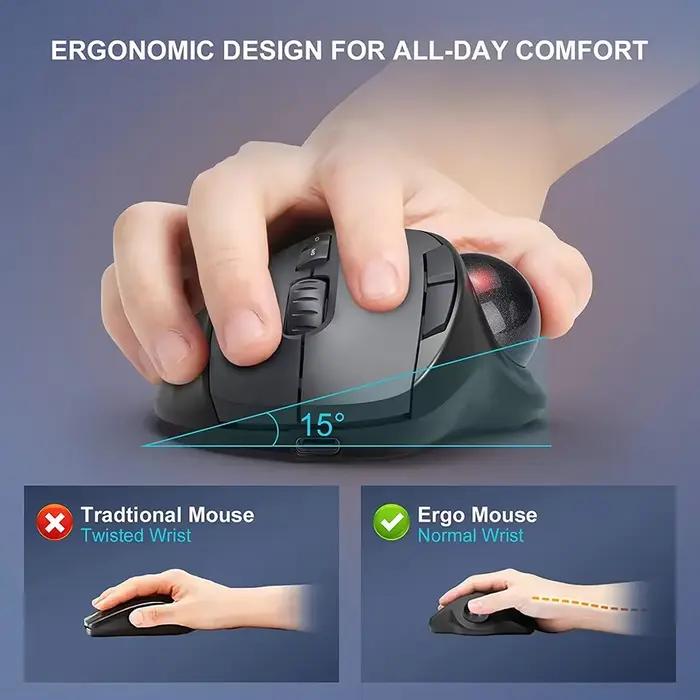 Souris Trackball sans fil ergonomique