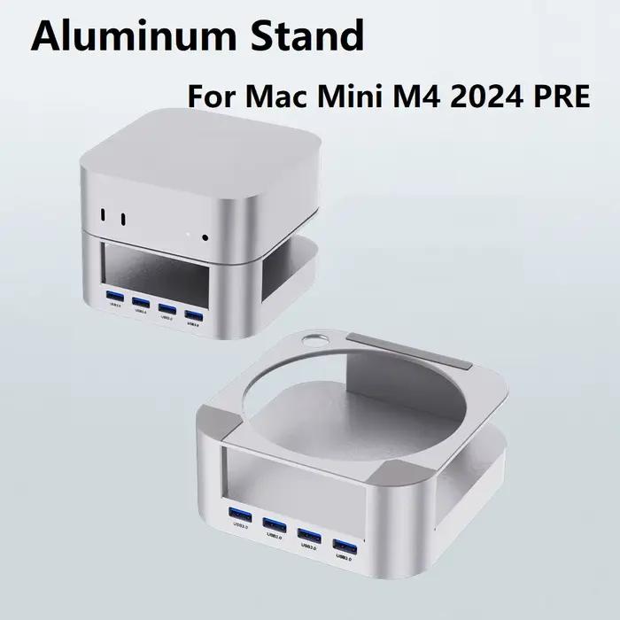 Boîtier Hub USB-C pour Mac Mini M4/M4 Pro avec support de fixation USB3