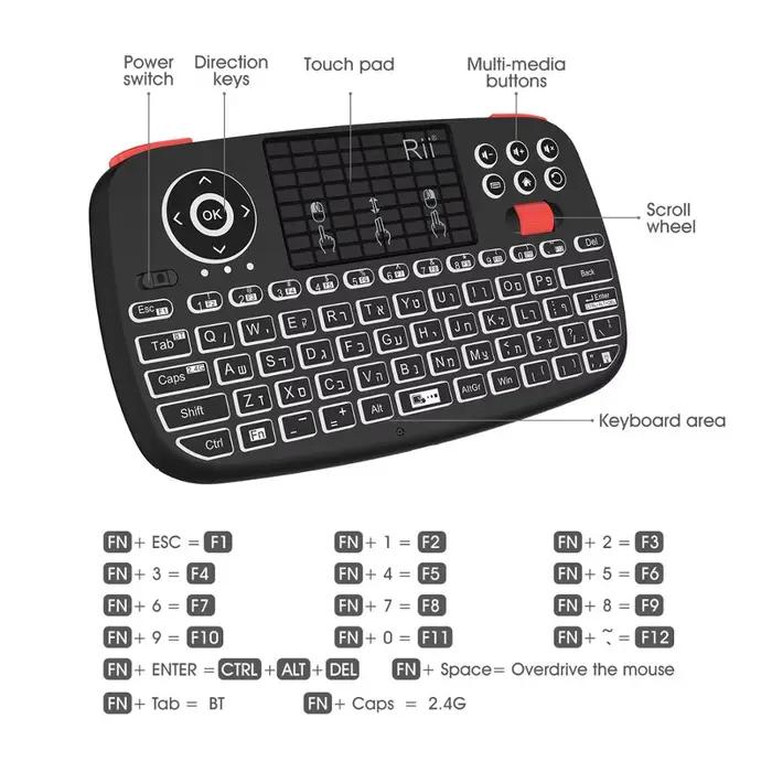 Rii-Mini clavier portable sans fil i4