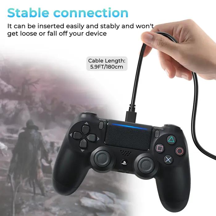 Câble de chargement et de données de 1.8M pour contrôleur PS4