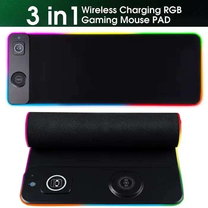 Tapis de souris RGB 3-en-1 avec charge magnétique sans fil