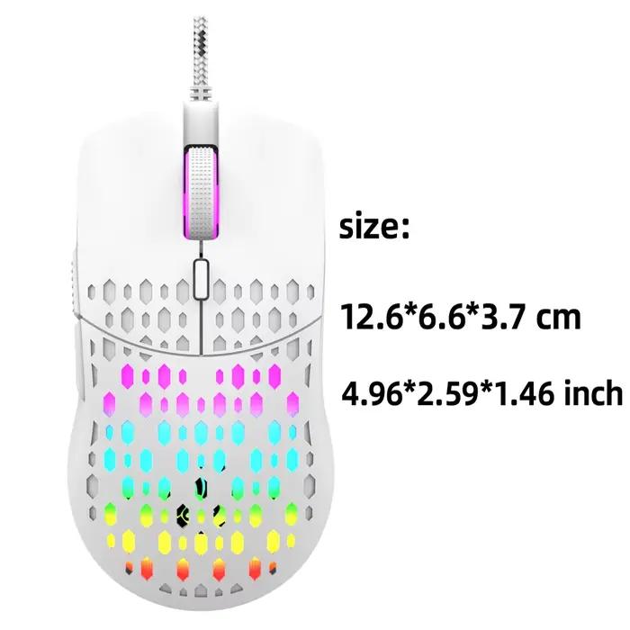 Souris Filaire RaiKu G701 6 Boutons Éclairage Coloré pour Jeux et Travail Bureau Occasions Spéciales Blanc Gris Noir