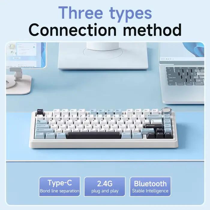 AULA F75 2.4G clavier mécanique de jeu sans fil/Bluetooth/filaire rvb personnalisé 75% disposition Structure de joint de profil OEM