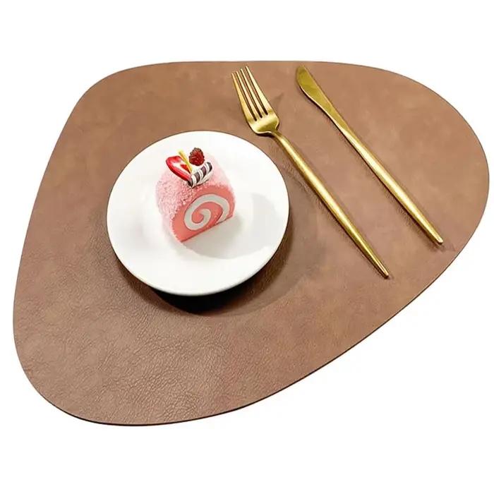 Napperons en cuir PU, sous-verres à café imperméables, tapis de Table de cuisine, faciles à essuyer, tapis de Table à manger de cuisine sans plis