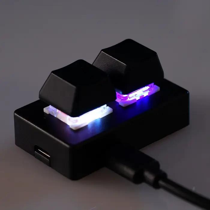 Mini clavier personnalisé filaire à 2 touches avec lumière RVB