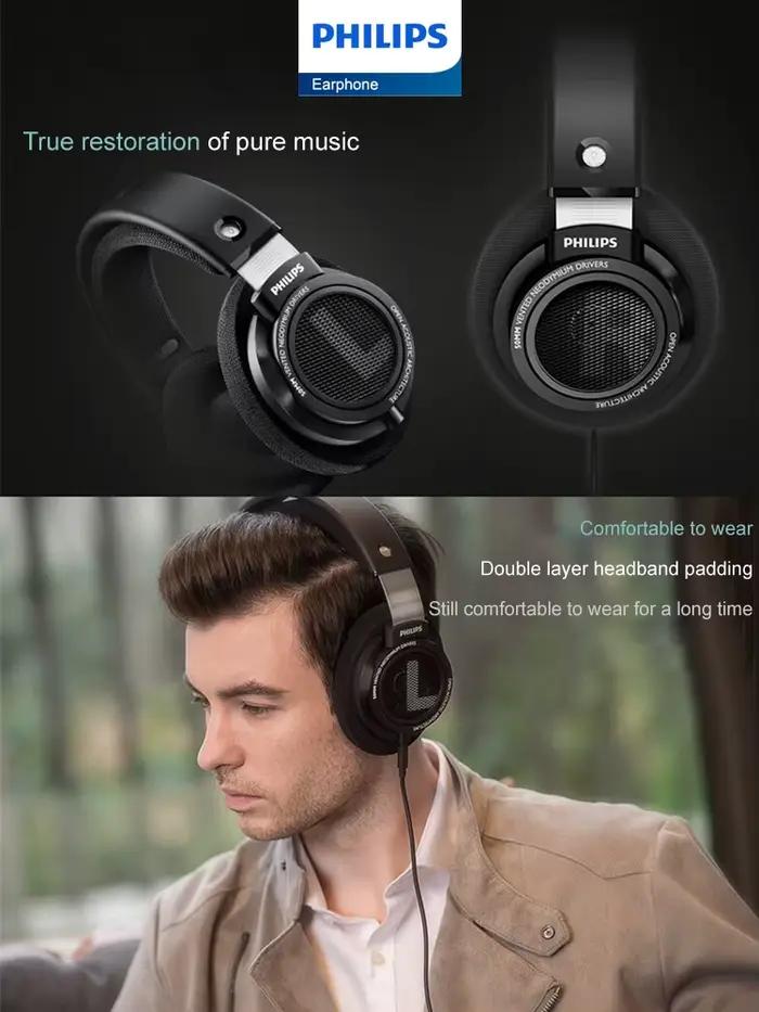 Philips Original SHP9500 casque filaire HiFi stéréo HD micro appel écouteurs sport course