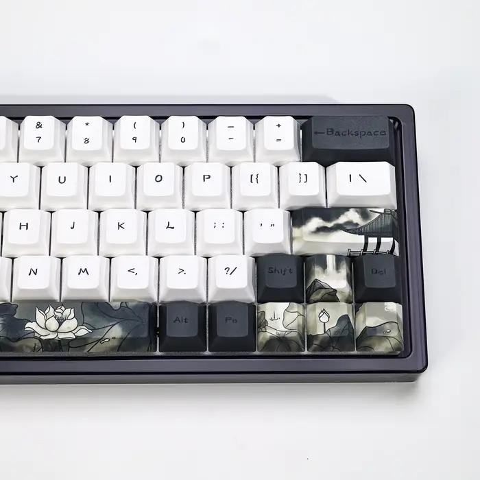 KBDiy encre Lotus Keycap 142 touches profil Cherry rétro Keycaps PBT