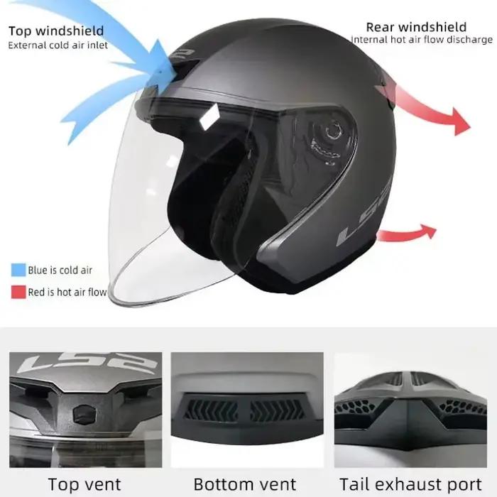 LS2 casque de Moto d'origine LS2 OF608 été respirant 3/4 casques ouverts hommes femmes Scooter demi-casques Cascos Para Moto