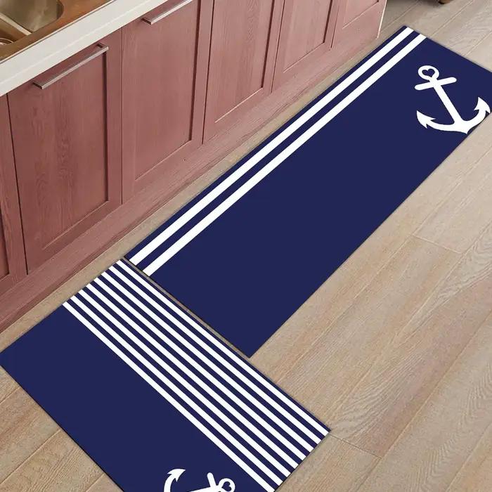 Tapis de Sol Bleu Foncé pour Cuisine, Polymères, Porte d'Entrée, Anti-Alde, HOArea lea, Décoration de Maison, 1 Pièce