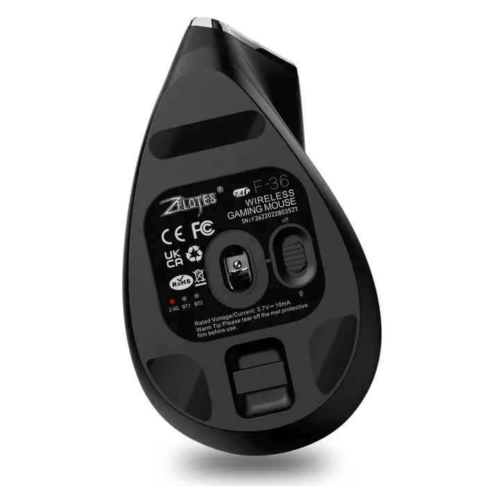 ZELOTES F36 souris verticale 2.4G Bluetooth ergonomique 4000DPI 8 boutons muets programmation