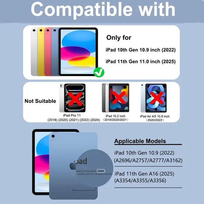 Étui rotatif avec clavier à pavé tactile pour iPad 10e et 11e génération housses claviers sans fil couleurs variées français espagnol anglais