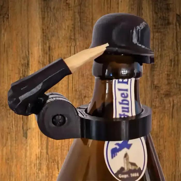 Soldier Salute Casque de protection anti-poussière pour bouteille de bière, Capuchon créatif pour bouteille de bière, pour Fêtes, Bars, Amateurs de Vétérans