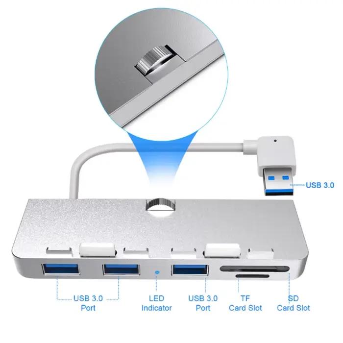 Hub USB 3.0 pour imac, répartiteur adaptateur USB 3 Ports avec lecteur de carte SD/TF