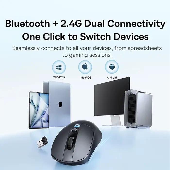 Souris sans fil ergonomique Baseus EM2 Bluetooth 5.3 2.4G type-c charge