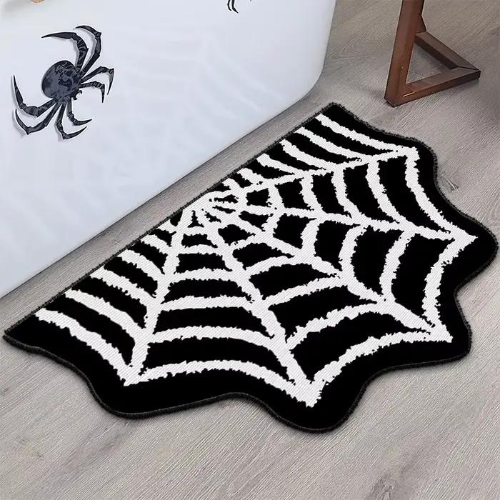 VIKAMA Tapis anti-dérapant en forme d'araignée noire pour Halloween