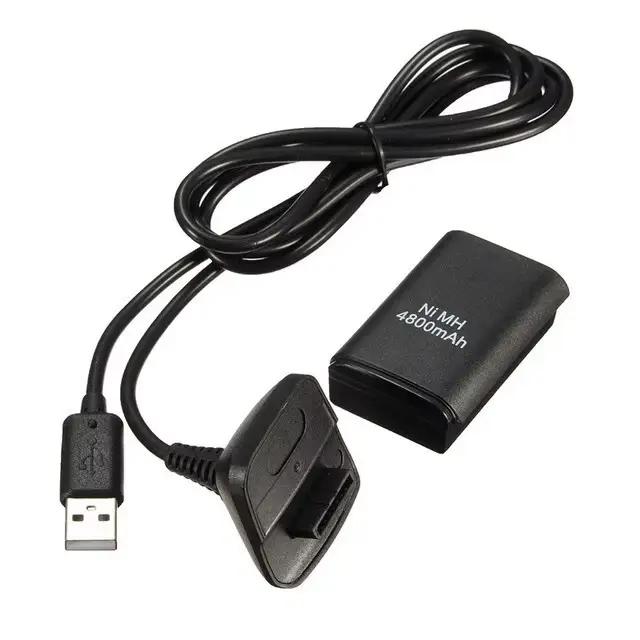 Batterie Rechargeable 4800mAh avec 1 câble de chargement pour manette de jeu Xbox 360