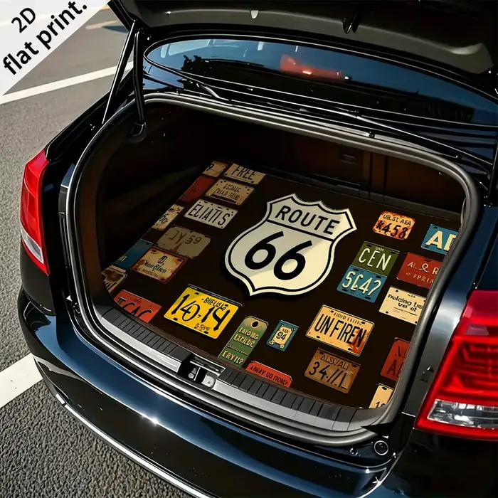 Tapis de coffre de voiture vintage Route 66, tapis de bagages lavable en machine, tapis de chargement pour la décoration de voiture et des animaux de compagnie