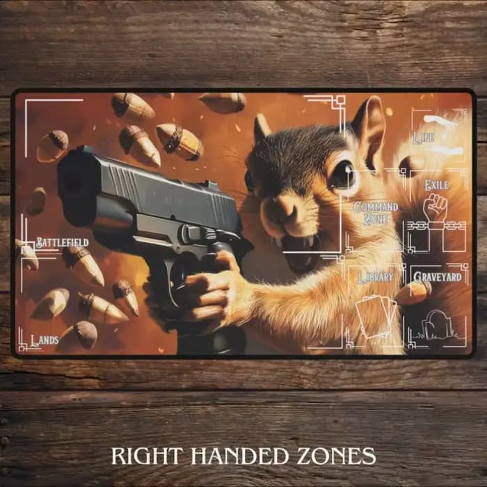 Tapis de jeu Squirrel Gun pour les fans de MTG, tapis de bureau amusant sur le thème de l'anime, tapis de jeu personnalisé pour jeux de cartes Magic, tapis de souris Meme, accessoires MTG, tapis de je