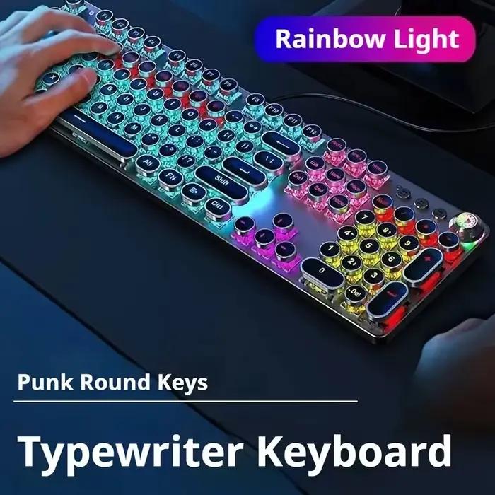 EWEADN Punk Machine à écrire clavier de jeu mécanique 104 touches