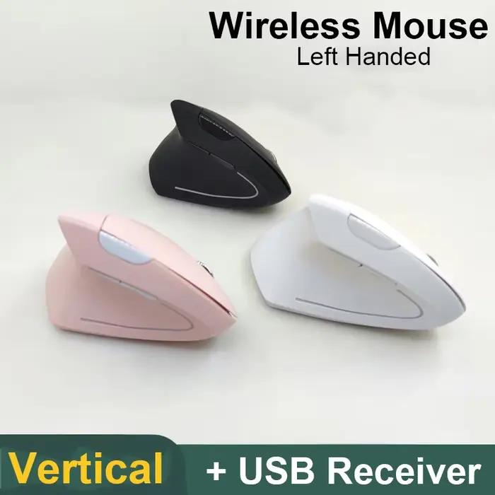 2.4G souris rose sans fil gaucher verticale ergonomique ordinateur de jeu Mause USB optique 1600 DPI 5D Gamer