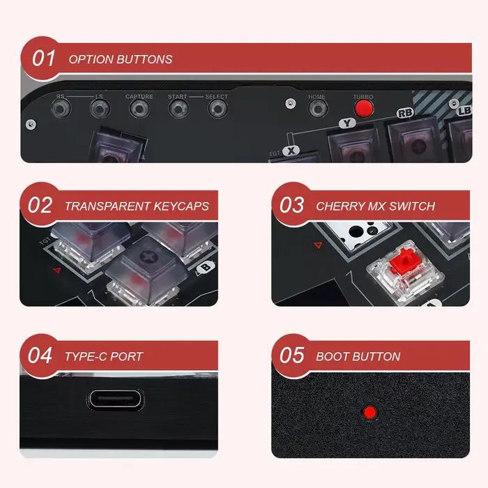 Mini contrôleur HitBox SOCD Arcade Stick clavier RGB Cherry Switch pour PC Android PS4 Misterfpga